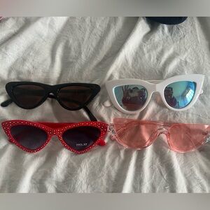 Assorted Cat-Eye Sunglasses Set in Red, Black, Pink & White